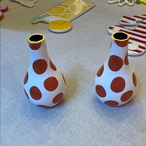 Coton Colors White and Brown Polka Dot Vases